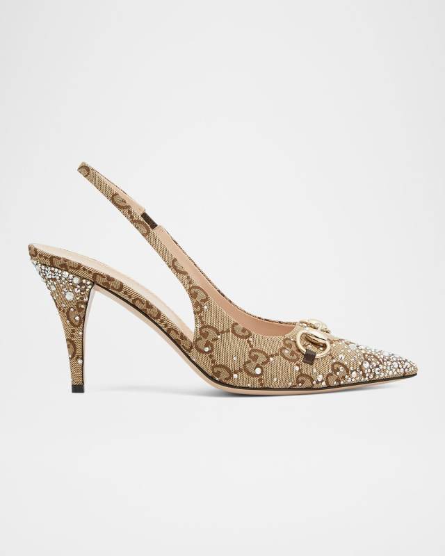 Erin GG Crystal Canvas Slingback Pumps